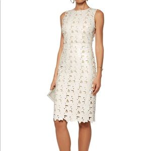 Alice + Olivia Fey laser-cut embroidered dress